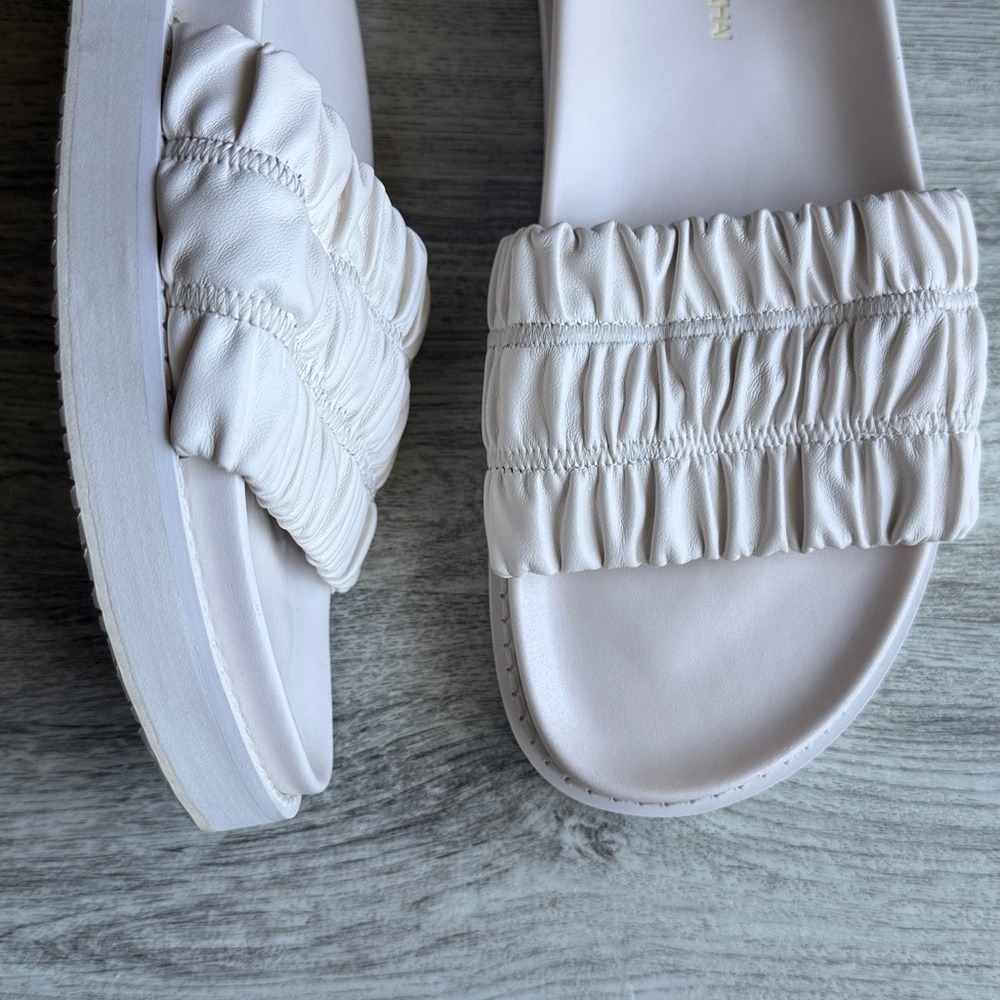 Jonathan Simkhai White Ruched Platform Flat Slide Sandals, EU 39 (US 8.5) - Picture 7 of 7